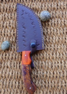 Couteau à lame fixe en acier au carbone à motif de goutte de pluie unique, manche en bois de rose, fait à la main, léger, multifonctionnel, cadeau de cuisine - Product Image 4