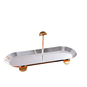 Plateau décoratif en argent 2025 avec poignée décorative au centre en or pour servir des collations, des noix et des bonbons, nouveauté - Product Image 2