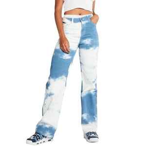 2024 New Hip Hop Tie Dye <b>Jeans</b> Women <b>High</b> <b>Waist</b> Long Stretch Straight <b>Jeans</b> - Product Image 2
