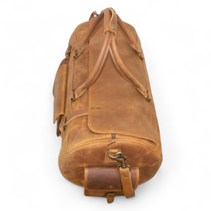 POLO 100% Cow Leather Duffle <b>Bag</b> Retro Vintage Style Gym Fitness Training Weekender Casual Sport Punching Speed Balls Luxury - Product Image 4