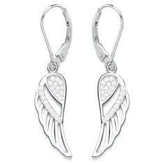 Orecchini Pendenti a Forma di Angelo in Argento Sterling con Cristalli, Placcati in Oro, Design con Chiusura a Leva per Matrimoni Cristiani, con Perle e Diamanti - Product Image 4