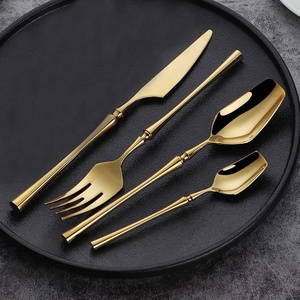 Customize LOGO Metal Dinnerware Set Premium Quality Cutlery Set with Designer Portable Long Handle Cutlery - Product Image 1