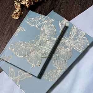 LABON Journal de rêve papillon fait main Journal bleu vintage Carnet de broderie romantique Cadeau littéraire pour écrivains <span class=keywords><strong>et</strong></span> rêveurs - Product Image 2