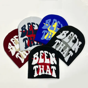 Bonnet Jacquard en tricot de haute qualité chapeaux sans manchette bonnets partout impression concepteur unisexe acrylique casquette d'hiver - Product Image 4