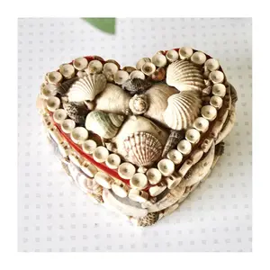 Gorgeous antique natural seashell jewelry box handmade nautical theme shell shape engagement ring boxes