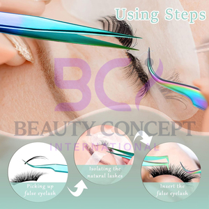 Best Seller OEM Service Curved Grafted Eyelash Extension Tweezers Stainless Steel Straight Tip Lightweight Durable Beauty Tool - Product Image 2