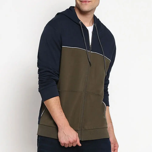 Sweat à capuche zippé brodé en coton mélangé 400-500 g/m², coupe ample et épaisse, 100 % coton, design basique vierge - Product Image 3