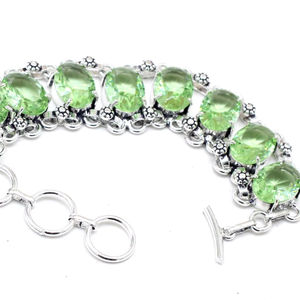 สร้อยข้อมืออเมทิสต์สีเขียวทำมือเงิน925ปรับได้เครื่องประดับของขวัญสำหรับผู้หญิงสวมใส่ในชีวิตประจำวันและงานแต่งงาน - Product Image 1