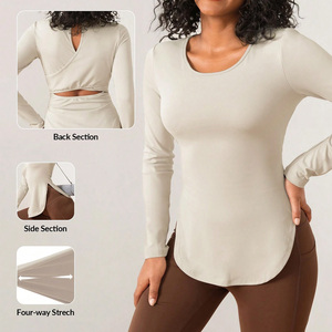 Haut de compression de yoga à manches longues personnalisé pour femmes chemise de sport à séchage rapide hautement élastique pour la course à pied et le fitness - Product Image 5