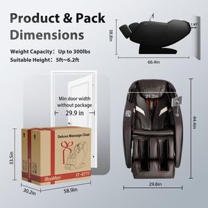 Sillón de Masaje Corporal Completo Shiatsu con Gravedad Cero, Reclinable, con Modos Automáticos, Calor en Cintura y Pantorrillas, Masaje de Pies, Extensión de Reposapiés - Product Image 2