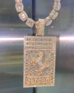 จี้เพชรโมอิสแท้ทรงกลม4Ct สำหรับผู้ชาย14K สีเหลืองทอง - Product Image 2