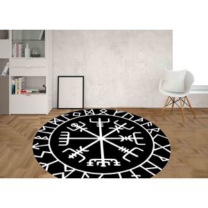 Nordic-Scandinavian Printed <b>Rug</b>: Viking-Inspired Black Modern 3D <b>Chenille</b>,<b>Chenille</b> <b>Rug</b> - Product Image 3