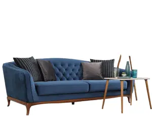 Sofá de luxo com design moderno de três lugares, sofás azuis, estofados para móveis, loft novo