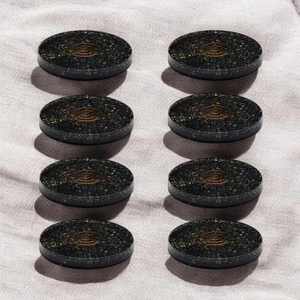 Sous-verre orgonite en agate de tourmaline noire naturelle avec cristal de bobine de cuivre pour la protection de l'énergie et la décoration de la maison - Product Image 5