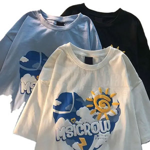 เสื้อยืดพิมพ์ลายพัฟสีพื้นแฟชั่นฤดูร้อน บริการ OEM สีและโลโก้ตามสั่ง ผลิตในปากีสถาน ผ้าฝ้าย/ใยไผ่ - Product Image 2