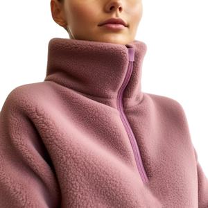 Superb Oem Custom 1/4 Zip Hoodies Training Wear Winter 100% Fleece Zipper Pullover con Logo Crew Neck Sudaderas para mujeres - Product Image 6