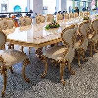Table à manger rectangulaire de style baroque en bois massif sculpté, design italien haut de gamme, style rétro français.