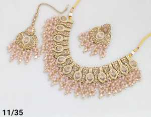 Chapado en oro antiguo hermoso impresionante circón cúbico cristal colgante gota gargantilla collar de boda joyería con pendientes para mujer - Product Image 4