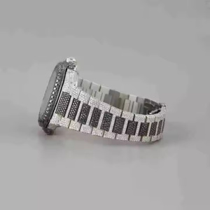 Luxury <b>Men's</b> Classic Wrist <b>Watch</b> Iced <b>Black</b> And White Moissanite Diamond Analog Luxury <b>Watch</b> For <b>Men</b> and Women. - Product Image 3