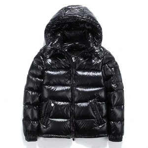 Pakistan Manufacturer Custom Men's Warm Winter Shiny Quilted Puffer Jacket <b>Windbreaker</b> Padded Thick <b>Black</b> Hooded Bubble Jacket - Product Image 1