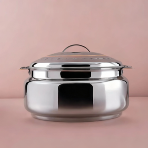 Marmite en acier inoxydable à finition argentée, isolée, durable, antiadhésive, avec couvercle gravé, bol de service pour la cuisine, la salle à manger, l'hôtel, le restaurant - Product Image 4