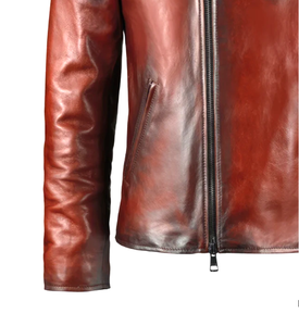 แจ็กเก็ตหนังแท้ปรับแต่ง100% เข้ารูประบายอากาศได้ดีบุด้วยผ้าซาตินมีซิปปิดสำหรับฤดูหนาวแจ็คเก็ตหนังแวกซ์ - Product Image 4