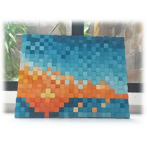 Puesta de sol en la costa Mosaico de madera Decoración de pared 2x2 Letreros de pared - Product Image 4