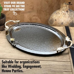 Elegante bandeja de Metal hecha a mano para decoración del hogar, bandeja de servicio de Color esmaltado ecológica para mesa de comedor, sala de estar o uso de regalo - Product Image 1