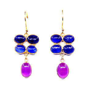 Argent Sterling brillant 925 plaqué or abordable pas cher élégant fête porter Kyanite rubis femmes porter des boucles d'oreilles - Product Image 2