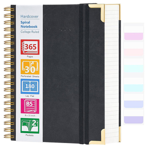 Quaderno a spirale a fogli mobili, adatto per lavoro, scuola, scrittura, <span class=keywords><strong>IT</strong></span> ha 24 divisori per pagine con indice, formato quaderni a spirale neri - Product Image 1