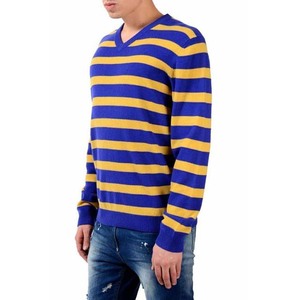 Pull en tricot uni tendance, vêtements pour hommes, fabrication de qualité supérieure, col en V, pulls d'hiver pour hommes, respirant, nouveau design rayé - Product Image 3