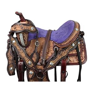 Vente en gros abordable Selles de course de baril Selles de cheval Western en cuir véritable de qualité supérieure faites à la main Selles de rodéo en vrac Fourniture - Product Image 4