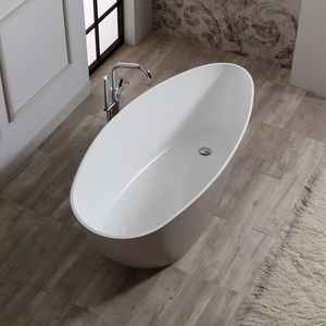 Vasca da Bagno Freestanding in Resina Effetto Marmo Beige Roma - Vasche di Qualità Premium - Product Image 2