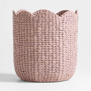 Cesta de almacenamiento de jacinto de agua festoneado, hermosas cestas de diseño, organizadores para juguetes y ropa sucia - Product Image 3