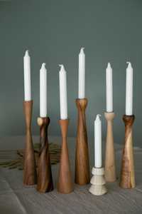 Bougeoirs pilier en bois ensemble de 3 bougeoirs rustiques pour centre de table de salon bougeoirs en bois - Product Image 3