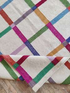 พรมผ้าฝ้ายลายตารางสีสันสดใสมีสไตล์พรมสานแบบแบนพรมทอมือในร่มและกลางแจ้งพรมพื้นที่ราคาประหยัด - Product Image 3