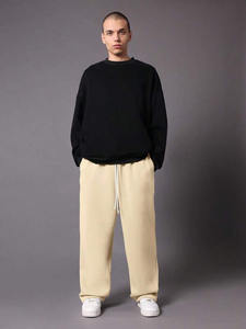 กางเกงวิ่งขายาวของผู้ชายสีเบจกางเกงขากว้างทรงหลวมเอวยางยืดมีเชือกรูดแฟชั่นสตรีทแวร์ขนาดใหญ่ - Product Image 6