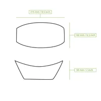 Barquettes carrées pour snacks en carton brun enduit, 800 ml, 21,5 x 16 x 5,5 cm, biodégradables et compostables - 500 pcs/carton
