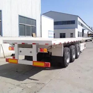 Diskon trailer kargo 40FT 2 AS 3 as roda datar Semi truk trailer 40ton pipih besar