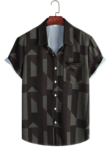 Chemises hawaïennes pour hommes, coupe décontractée, sans repassage, manches courtes, col en V, logo personnalisé, écologiques, en toile, été, boutons, cool - Product Image 4