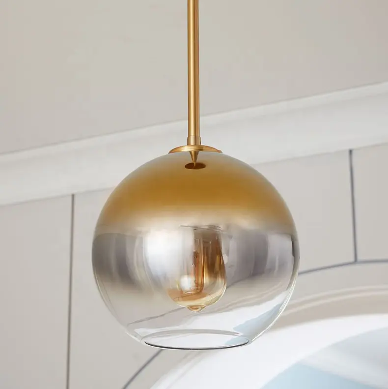 Nordische moderne Küche Candelabros Hotelinsel Gold Glas hängende Kugellampe Led Kronleuchter Anhängerlicht für Wohnzimmer