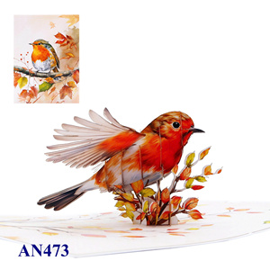 Tarjeta de Felicitación de Papel Impresa en 3D con Diseño de Pájaro Robin, Hecha a Mano, Diseño Personalizado, Papel de Arte Hecho en Vietnam - Product Image 3