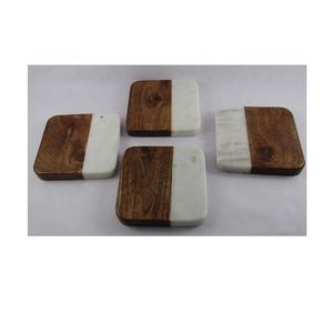 Posavasos de mármol y madera marrón oscuro, Juego de 4 posavasos para café, bebida, mesa de comedor, posavasos de decoración moderna para decoración del hogar - Product Image 2