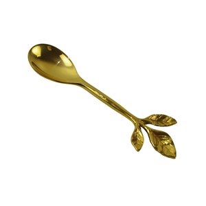 ชุดช้อนส้อมทองเหลืองชุบทองคุณภาพสูง ดีไซน์ใบไม้ หรูหรา - Product Image 2