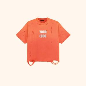 Nueva camiseta recortada lavada desgastada al sol desgastada al por mayor, camiseta cuadrada, fabricante de camisetas de gran tamaño de algodón 100% - Product Image 5