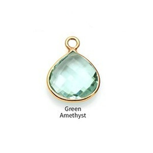 Vente en gros pendentif améthyste verte plaqué or 12mm à facettes larme lunette breloque pour la fabrication de bijoux pierre de naissance de février - Product Image 1