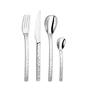 Ensemble de couverts élégants en acier inoxydable, parfait pour rehausser l'esthétique de la table lors de réceptions et de fêtes - Product Image 1