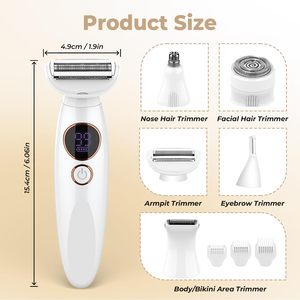 Afeitadora Eléctrica USB para Mujer, Maquinilla de Afeitar Íntima de Doble Cuchilla para Cuerpo, Axilas y Zona del Bikini, IPX7 Lavable, con Estación de Carga - Product Image 3