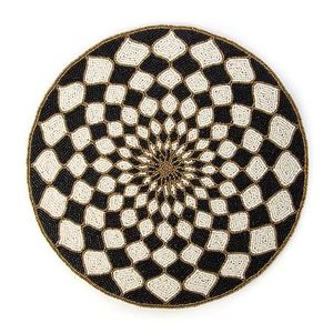 Elegant <b>Glass</b> Beaded Table Pad <b>Coaster</b> Runner and Placemats Bead Placemats for Home Hotels and Restaurants Decor from India - Product Image 1
