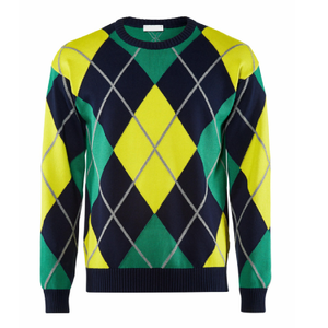 Export Quality Men's <b>Argyle</b> <b>Sweater</b> Hand Knitted Wholesale Price Crew Neck Collar Breathable Custom Logo Garments Made <b>Sweater</b> - Product Image 2